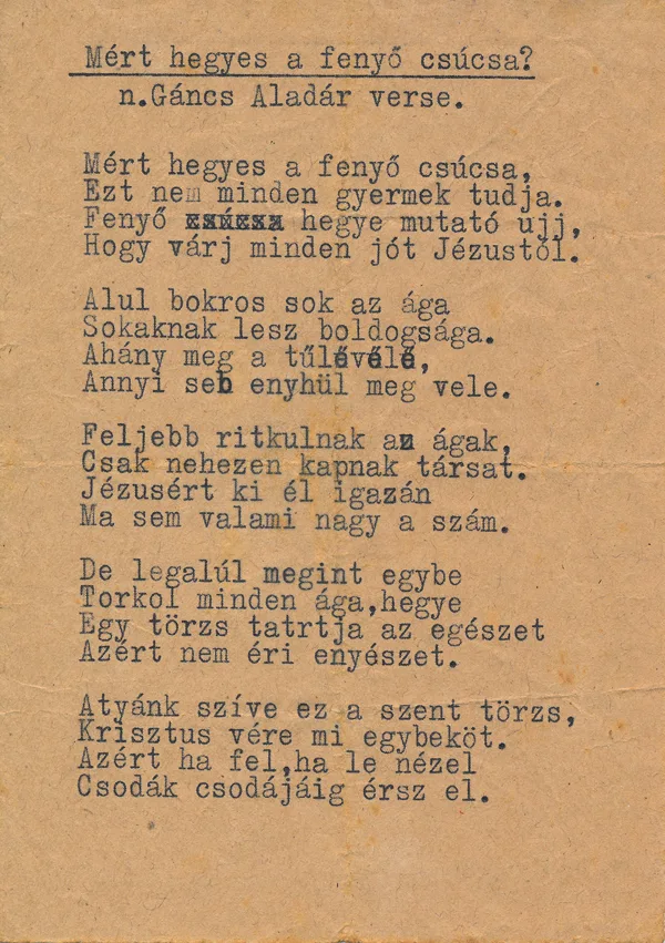 Gáncs Aladár egyik gyermekeknek írt verse